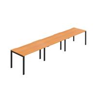 Jemini Three Person Bench Desk 1400x800mm Beech/Black (Set of 3) KF800399