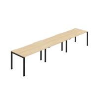 Jemini Three Person Bench Desk 1400x800mm Nova Oak/Black (Set of 3) KF800409
