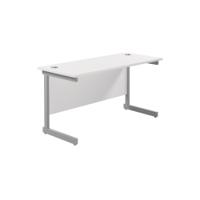 Jemini Single Rectangular Desk 1200x600x730mm White/Silver KF800431