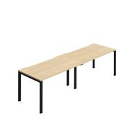 Jemini Two Person Bench Desk 1400x800mm Nova Oak/Black (Set of 2) KF800459