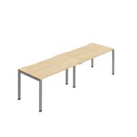 Jemini Two Person Bench Desk 1400x800mm Nova Oak/Silver (Set of 2) KF800460