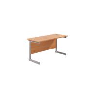 Jemini Single Rectangular Desk 1400x600x730mm Beech/Silver KF800524