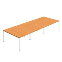 Jemini Six Person Back-to-Back Bench Desk 1200x800mm Beech/White (Set of 3) KF800534