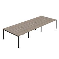 Jemini Six Person Back-to-Back Bench Desk 1200x800mm Grey Oak/Black (Set of 3) KF800539