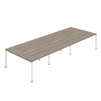 Jemini Six Person Back-to-Back Bench Desk 1200x800mm Grey Oak/White (Set of 3) KF800541