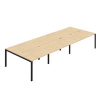 Jemini Six Person Back-to-Back Bench Desk 1200x800mm Nova Oak/Black (Set of 3) KF800542