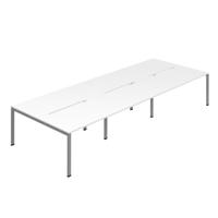 Jemini Six Person Back-to-Back Bench Desk 1200x800mm White/Silver (Set of 3) KF800547