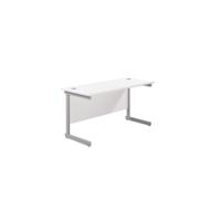 Jemini Single Rectangular Desk 1400x600x730mm White/Silver KF800559