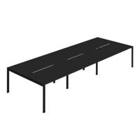 Jemini Six Person Back-to-Back Bench Desk 1600x800mm Black (Set of 3) KF800569