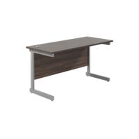 Jemini Single Rectangular Desk 1400x600x730mm Dark Walnut/Silver KF800571