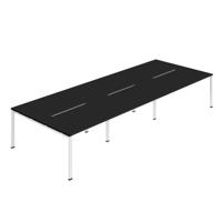 Jemini Six Person Back-to-Back Bench Desk 1600x800mm Black/White (Set of 3) KF800572