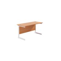 Jemini Single Rectangular Desk 1400x600x730mm Beech/White KF800587