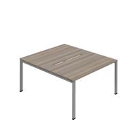 Jemini Two Person Back-to-Back Bench Desk 1400x800mm Grey Oak/Silver KF800606