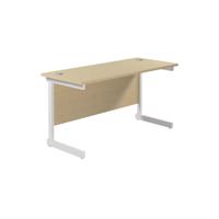 Jemini Single Rectangular Desk 1400x600x730mm Maple/White KF800620