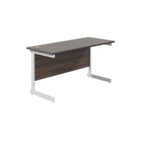 Jemini Single Rectangular Desk 1400x600x730mm Dark Walnut/White KF800632