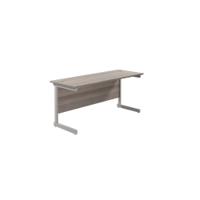 Jemini Single Rectangular Desk 1600x600x730mm Grey Oak/Silver KF800654