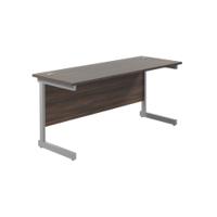 Jemini Single Rectangular Desk 1600x600x730mm Dark Walnut/Silver KF800698