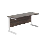 Jemini Single Rectangular Desk 1600x600x730mm Dark Walnut/White KF800750