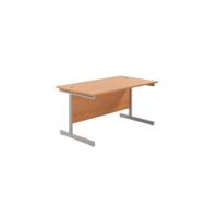 Jemini Single Rectangular Desk 1200x800x730mm Beech/Silver KF801008