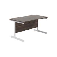 Jemini Single Rectangular Desk 1200x800x730mm Dark Walnut/White KF801110