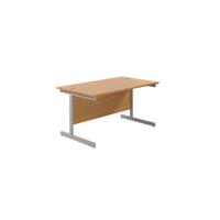 Jemini Single Rectangular Desk 1400x800x730mm Nova Oak/Silver KF801145