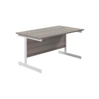 Jemini Single Rectangular Desk 1400x800x730mm Grey Oak/White KF801195