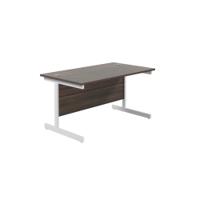 Jemini Single Rectangular Desk 1400x800x730mm Dark Walnut/White KF801235