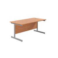 Jemini Single Rectangular Desk 1600x800x730mm Beech/Silver KF801241