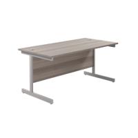 Jemini Single Rectangular Desk 1600x800x730mm Grey Oak/Silver KF801257