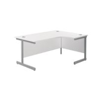 Jemini Radial Right Hand Cantilever Desk 1600x1200x730mm White/Silver KF801811