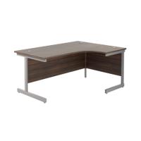 Jemini Radial Right Hand Cantilever Desk 1600x1200x730mm Dark Walnut/Silver KF801830