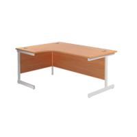 Jemini Radial Left Hand Cantilever Desk 1600x1200x730mm Beech/White KF801846