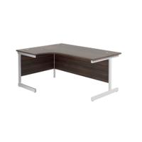 Jemini Radial Left Hand Cantilever Desk 1600x1200x730mm Dark Walnut/White KF801896