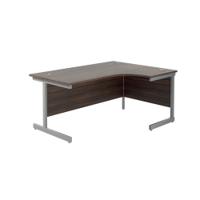 Jemini Radial Right Hand Cantilever Desk 1800x1200x730mm Dark Walnut/Silver KF802073