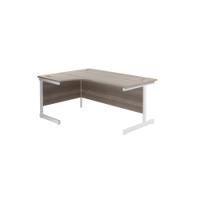 Jemini Radial Left Hand Cantilever Desk 1800x1200x730mm Grey Oak/White KF802095