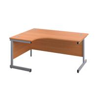 First Radial Left Hand Desk 1600x1200x730mm Beech/Silver KF803010