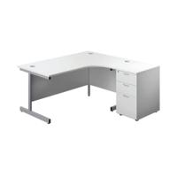 First Radial Right Hand Desk with Pedestal 1600x800-1200mm White/Silver KF803300