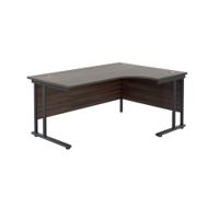 Jemini Radial Right Hand Double Upright Cantilever Desk 1800x1200x730mm Dark Walnut/Black KF803805