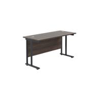 Jemini Rectangular Double Upright Cantilever Desk 1400x600x730mm Dark Walnut/Black KF803867