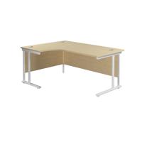 Jemini Radial Left Hand Cantilever Desk 1800x1200x730mm Maple/White KF807926