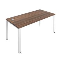 Jemini 1 Person Bench Desk 1600x800x730mm Dark Walnut/White KF809258