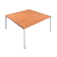 Jemini 2 Person Bench Desk 3200x1600x730mm Beech/White KF809388