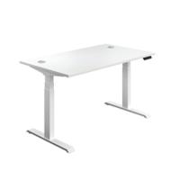 Jemini Sit/Stand Desk with Cable Ports 1200x800x630-1290mm White/White KF809791