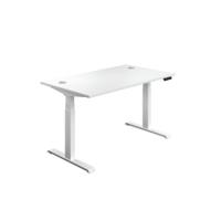 Jemini Sit/Stand Desk with Cable Ports 1600x800x630-1290mm White/White KF810032