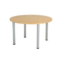 Jemini Circular Meeting Table 1200x1200x730mm Nova Oak/Silver KF816585