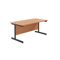 Jemini Rectangular Single Upright Cantilever Desk 1800x800x730mm Beech/Black KF818230