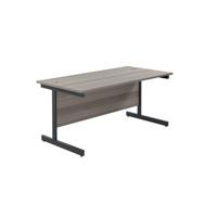 Jemini Rectangular Single Upright Cantilever Desk 1800x800x730mm Grey Oak/Black KF819431
