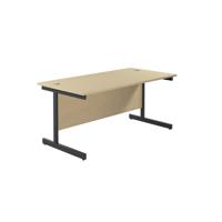 Jemini Rectangular Single Upright Cantilever Desk 1800x800x730mm Maple/Black KF819448