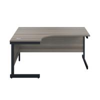 Jemini Radial Left Hand Single Upright Cantilever Desk 1800x1200x730mm Grey Oak/Black KF819783