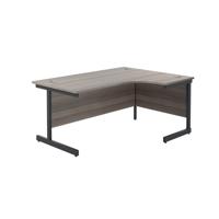 Jemini Radial Right Hand Single Upright Cantilever Desk 1800x1200x730mm Grey Oak/Black KF819851